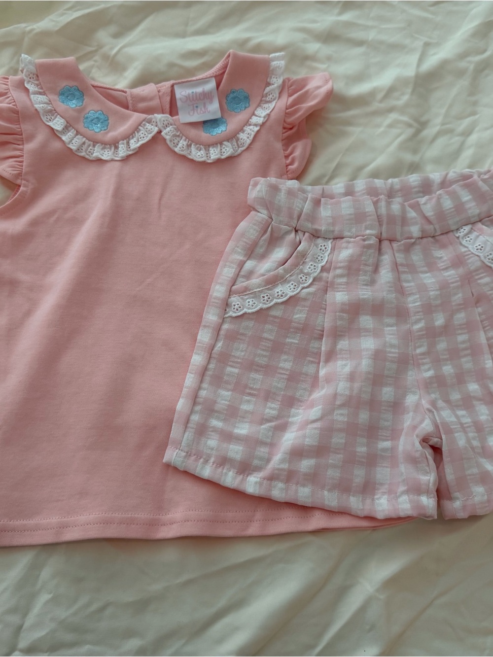 NWOT Stitchy Fish Set with Peter Pan Collar